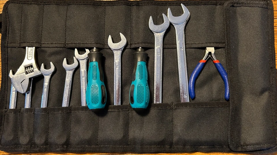 Kit de ferramentas de motocicleta enrolável bolsa bolsos conjunto de chaves métricas resistentes ferramentas - Imagem 2 de 4