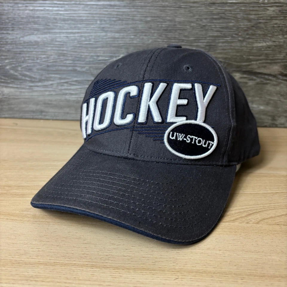 UW Stout Blue Devils Hat Cap Snapback Gray Blue Hockey University Wisconsin - Image 4 of 4