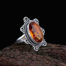 Citrine Gemstone Handmade Ring, 925 Sterling Silver Jewelry Ring, All Size.