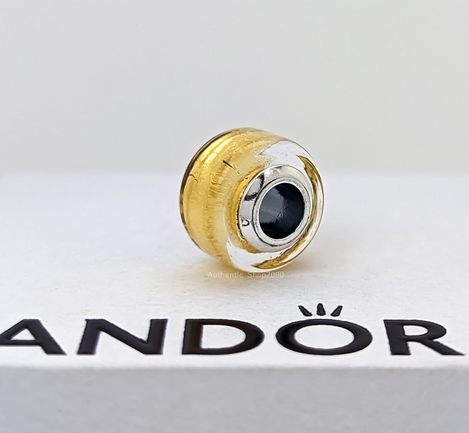 NEW 100% Authentic PANDORA 925 Golden Yellow Mini Murano Glass Charm ...