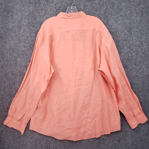 Southern Tide Button Up Shirt Mens XL Orange Linen Long Sleeve Collared Classic - Picture 7 of 10
