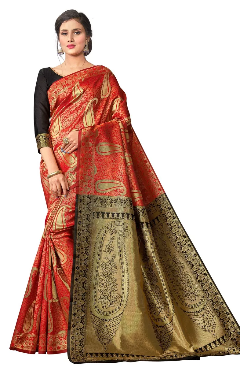 New Indian Women Big Mango Maroon New Design Saree With Blouse eBay