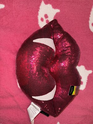NEW: Pink Sequin White Fangs Throw Pillow