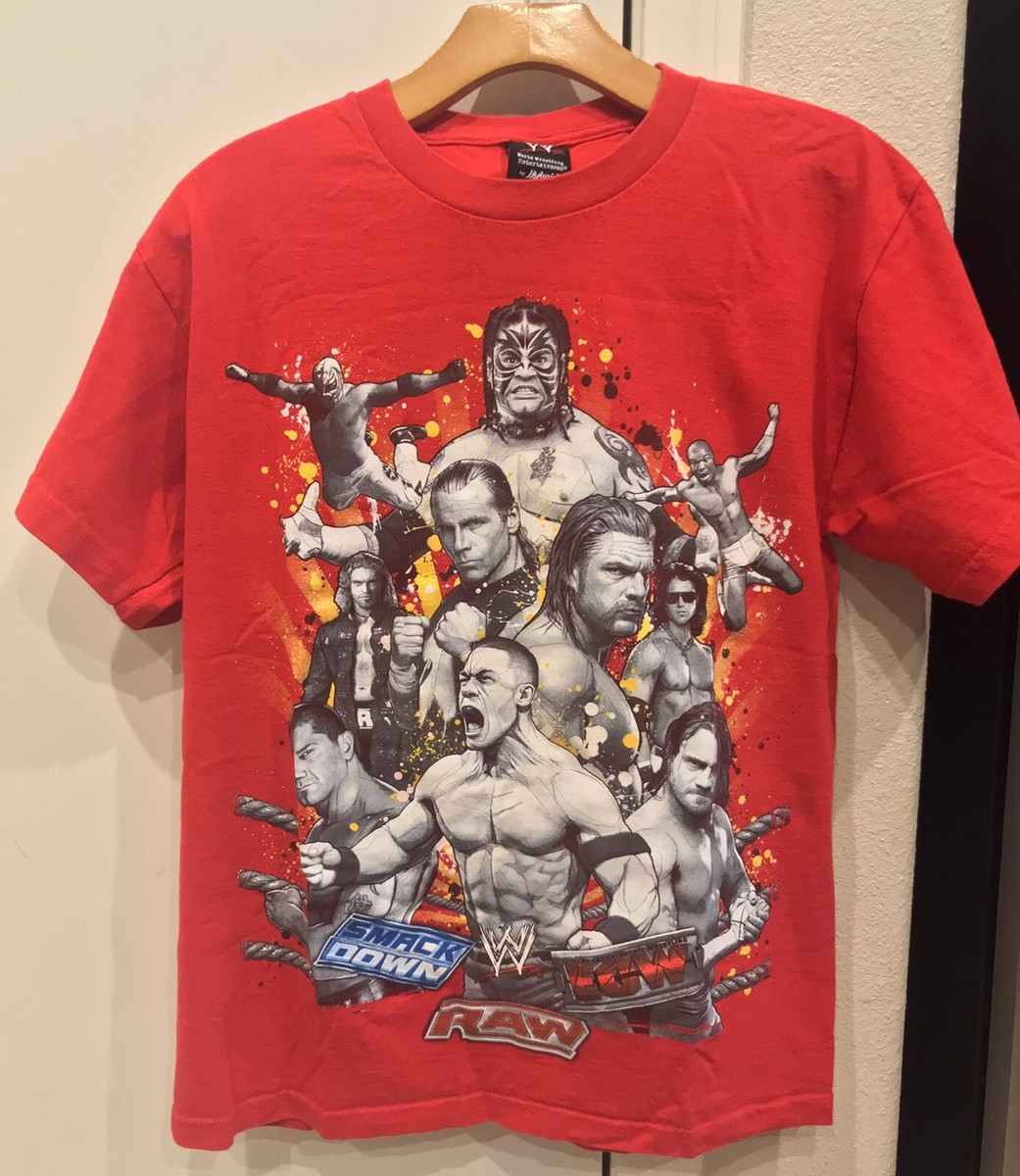 VINTAGE EUC 2007 WWE Legends Hybrid T-shirt Red Smack Down Raw ECW