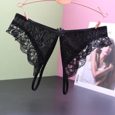 Sexy Women Sheer Lace Thong G-string Briefs Crotchles Panties Lingerie Underwear