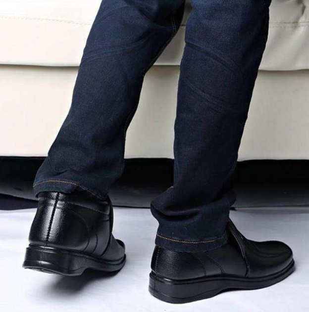 Chaussures Montantes Homme En Cuir Noir - Taille 43, Made In France, Occasion TBE