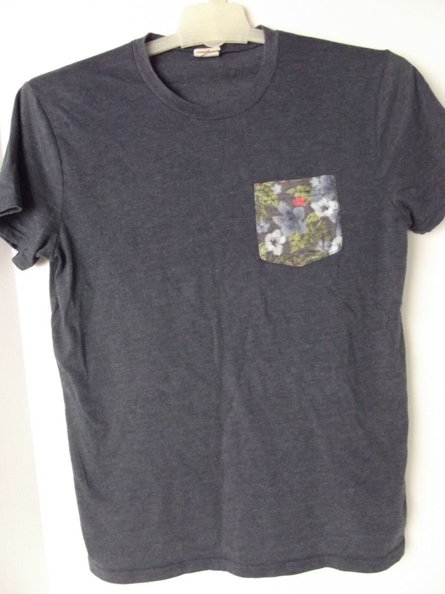 Hollister of California Youth Heather Floral Pocket Gray Tee T
