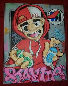 11 X 14 Nyc Mta Tren Graffiti Arte Personaje De Dibujos Animados