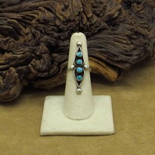 Sterling Silver Zuni Style Snake Eye Turquoise Ring Size 6.75