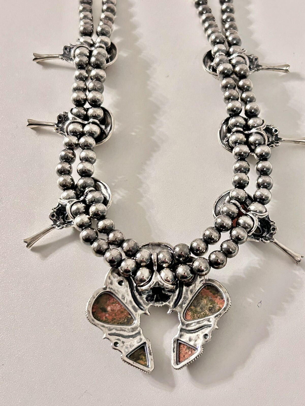 American West Carolyn Pollack Unakite Squash Blossom Statement Necklace