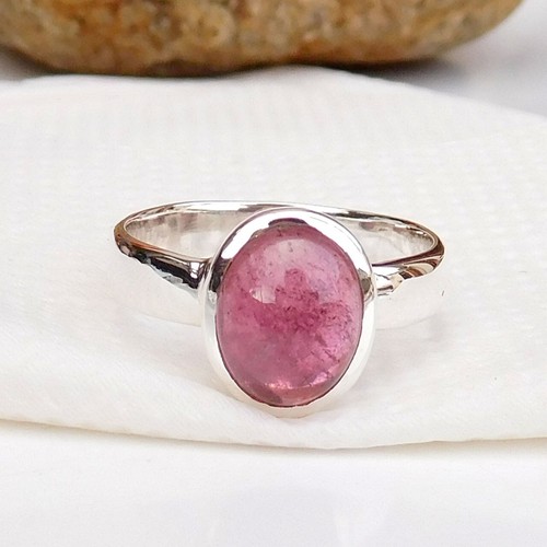 Natural Pink Tourmaline Ring 925 Sterling Silver Natural Tourmaline 7.75-TR033 - Picture 2 of 4