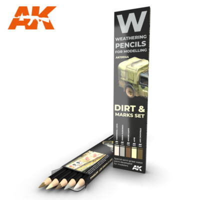 AK Interactive AKI-10044 Weathering Pencils: Dirt Marks Set