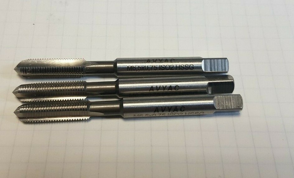 Jeu de 3 tarauds manuels HSS-M2 M6,5x0,75 ISO 529 pour vos projets de mécanique