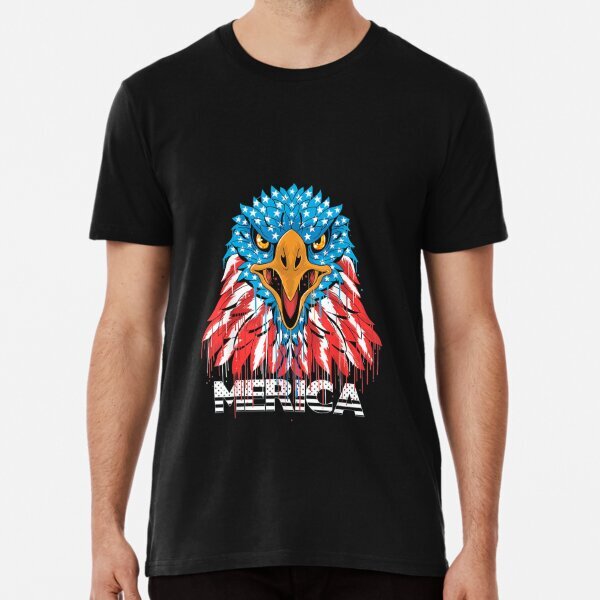 Patriotic Eagle Merica Premium Cool Design Gift T-Shirt S-5XL