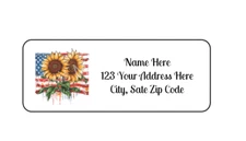 30 American Sunflowers PERSONALIZED RETURN ADDRESS LABELS 1 in X 2 5/8 GLOSSY