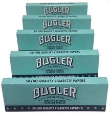 5 Pack Bugler Single Wide 70 mm Cigarette Rolling Papers 250 Leaves - 5020-5