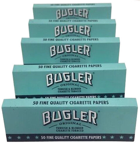 5 Pack Bugler Single Wide 70 mm Cigarette Rolling Papers 250 Leaves - 5020-5 - Picture 1 of 1