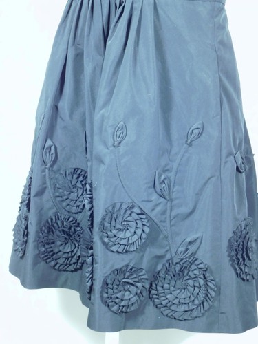 BCBG MAXAZRIA Black Taffeta Embroidered Strapless Dress Sz 6 - Picture 4 of 6