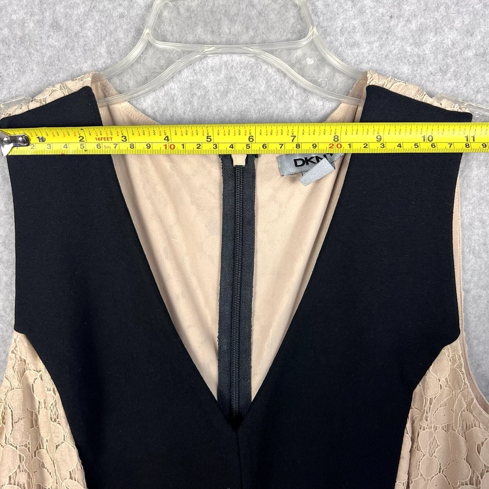 Vestido DKNY Feminino 0 Preto Bege Colorblock Sem Mangas Bodycon Coquetel Chique - Imagem 4 de 4