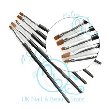 Gel Builder Nail Brush Set 5pc Black UV Poly Gel Brush Flat Acrylic Brush Set
