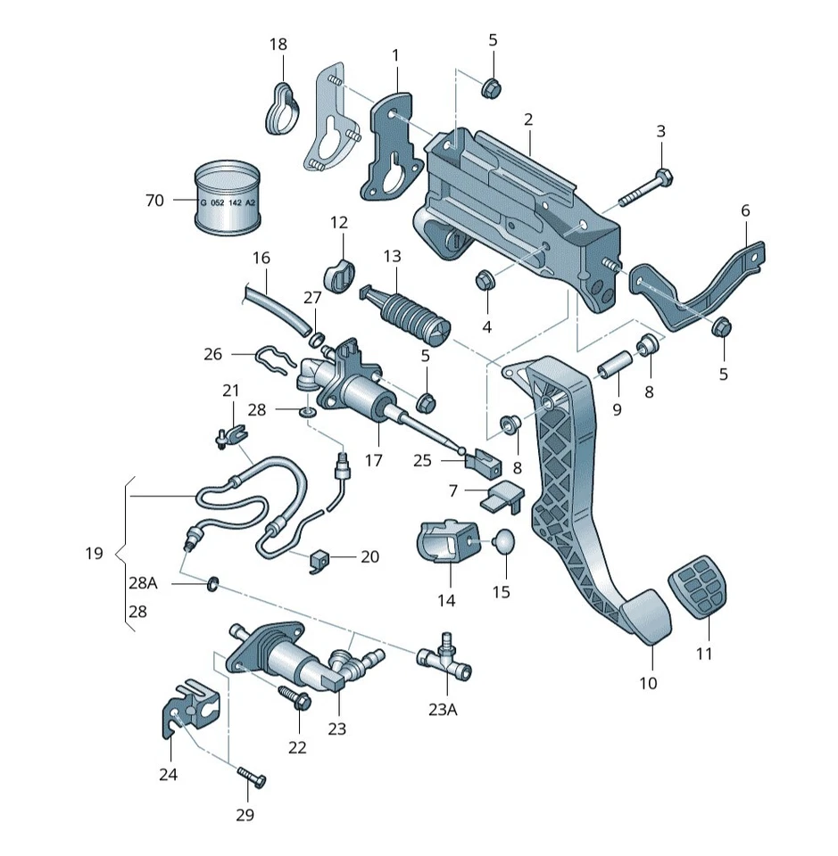 Pedal de embrague para Audi TT Mk1 con clips (RHD) 1J2721319C Foto 4 de 4
