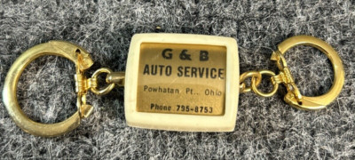 G&B Auto Service Keychain Automotive Advertising Vtg Powhatan Point Ohio Car