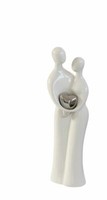 86650 Skulptur Figur Paar Aus Keramik Weiß / Silber HöHe 39Cm