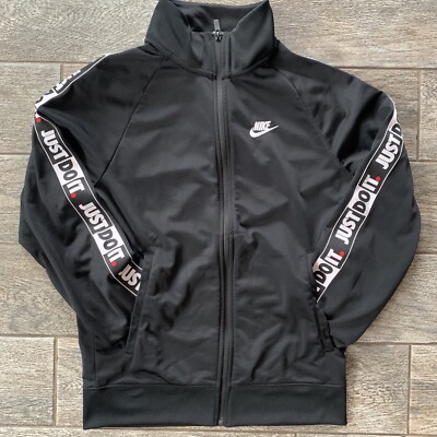 Nike Just Do It Full Zip Black Long Sleeve Fleece Jacket Adults