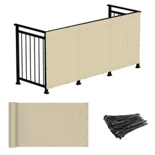3'x10' Deck Balcony Privacy Screen Fence Apartment Balcony Mesh Screen with Z...