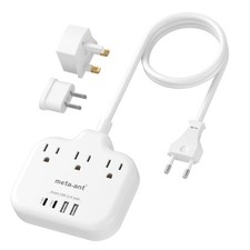 European Travel Plug Adapter, US to European Plug Adapter with 3 American Out...