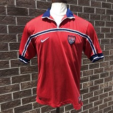Vintage 1998 USMNT Red Nike USA National Team Soccer Jersey Collar Medium M