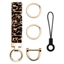 Leopard Wristlet Keychain Cute Stretchy Key Chain For Car Keys With D Ring Ch...