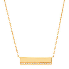 Welry Bar Pendant Necklace with Diamonds in 10K Yellow Gold, 16"  2"