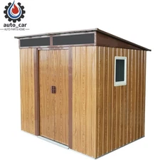 6x5 FT Coffee Outdoor Storage Shed w/Foundation & Lock,Sliding Doors,(NO)Window