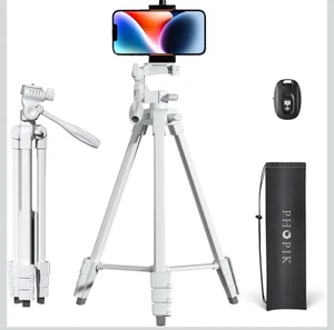 Support de trépied extensible - 55" Trépied téléphonique avec 360 Panorama, mise à jour du blanc