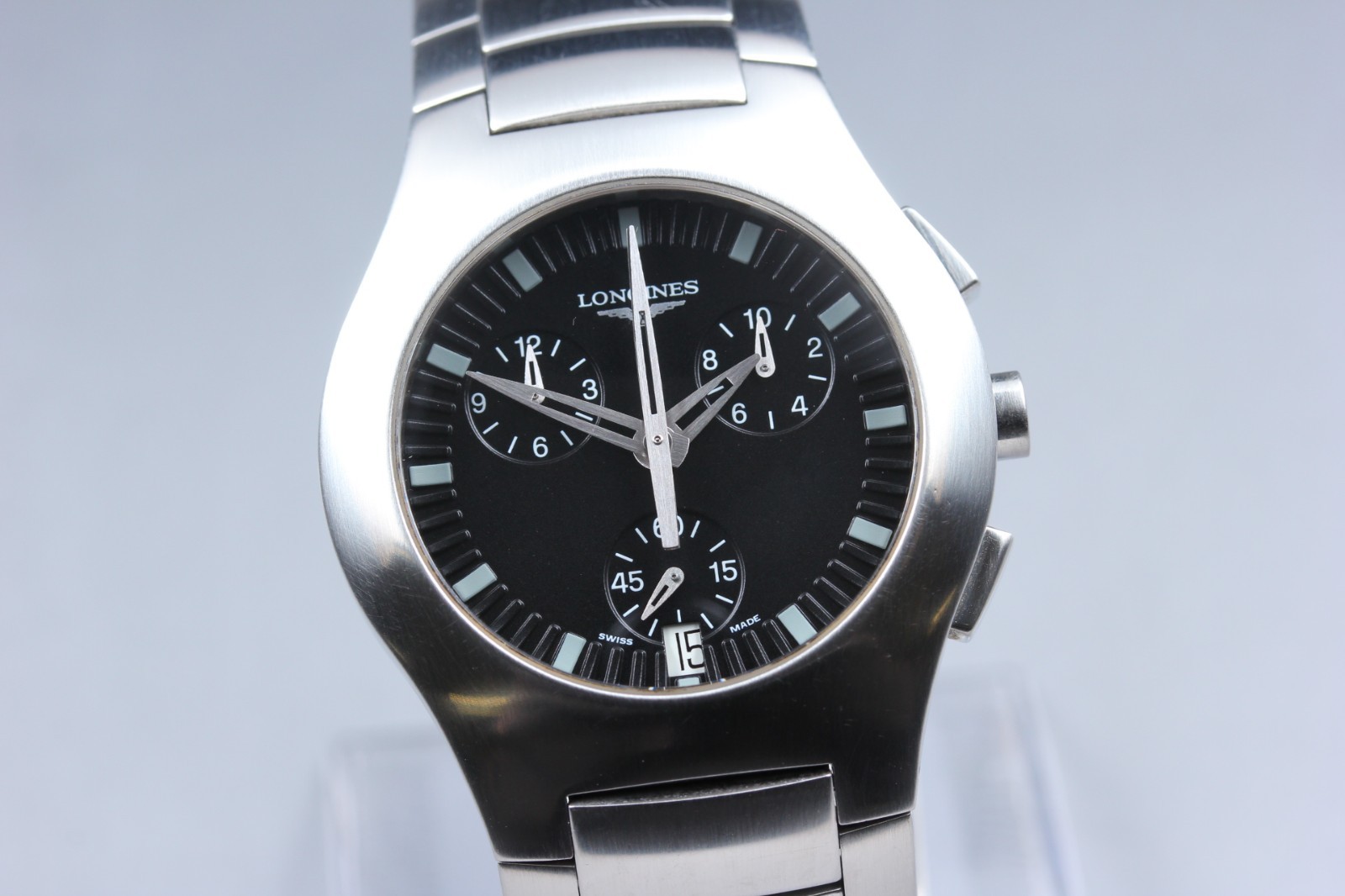 [NEAR MINT] LONGINES Oposition L3.618.4 Black Quartz Chronograph Men's Watch JPN image 3