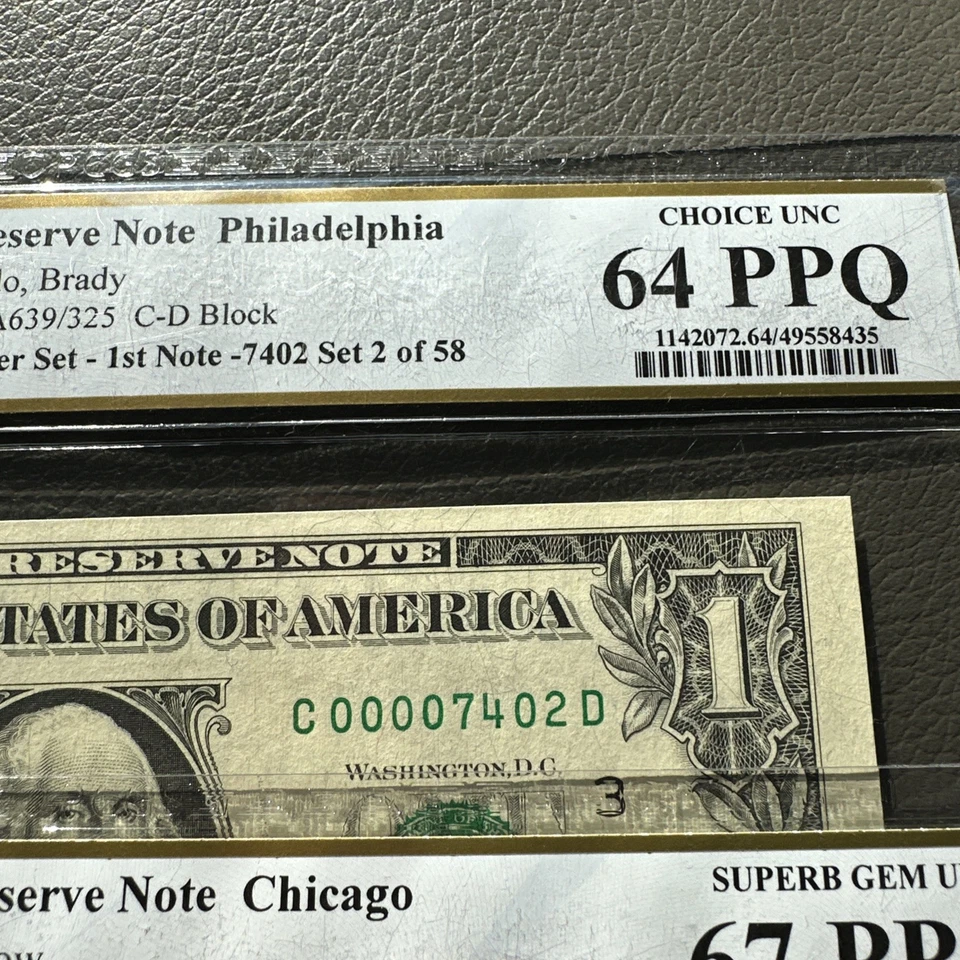 Federal Reserve Note PCGS 66 PPQ 3 Matching LOW SERIAL & Fancy Number - Image 4 of 4