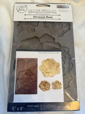 Redesign with Prima Decor Mould Mold "Etruscan Rose"  NEW 5” x 8”