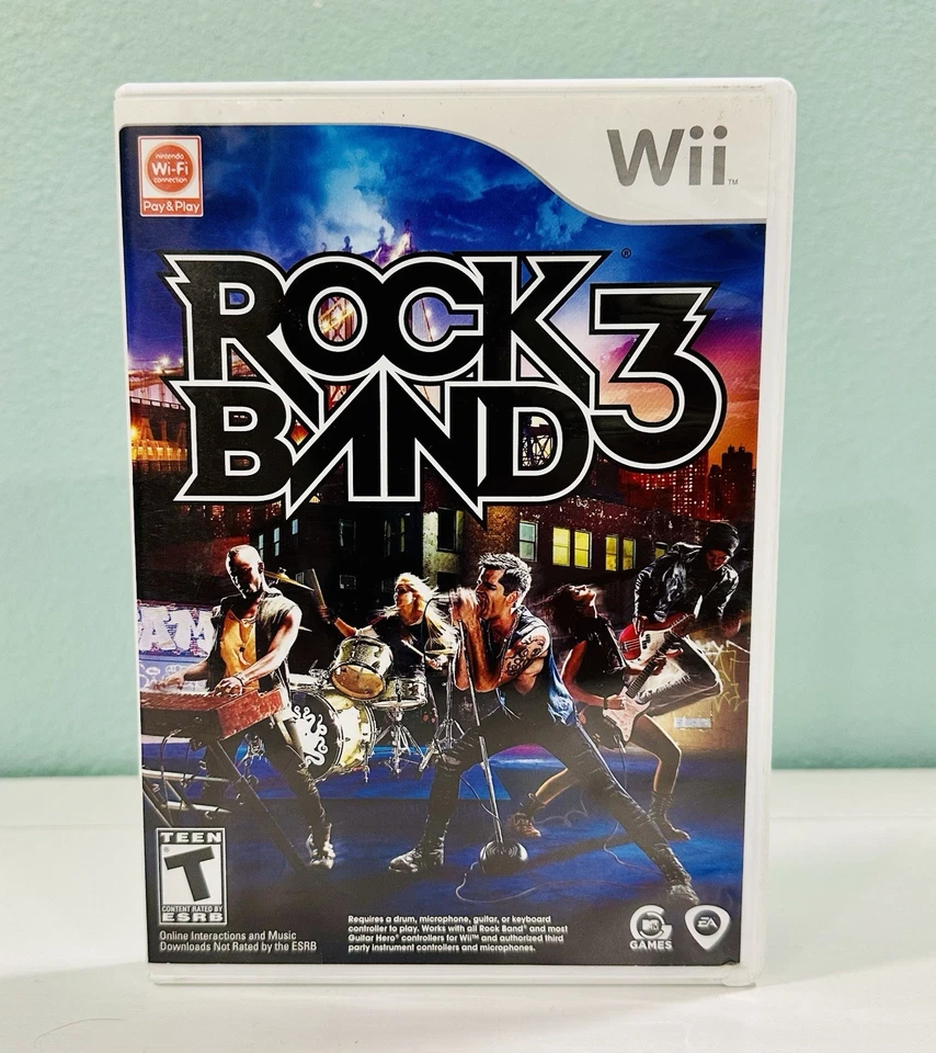 Nintendo Wii, Rock Band 3 Inalámbrico Fender Guitarra Paquete con Juego Dongles y Correas! Foto 2 de 4