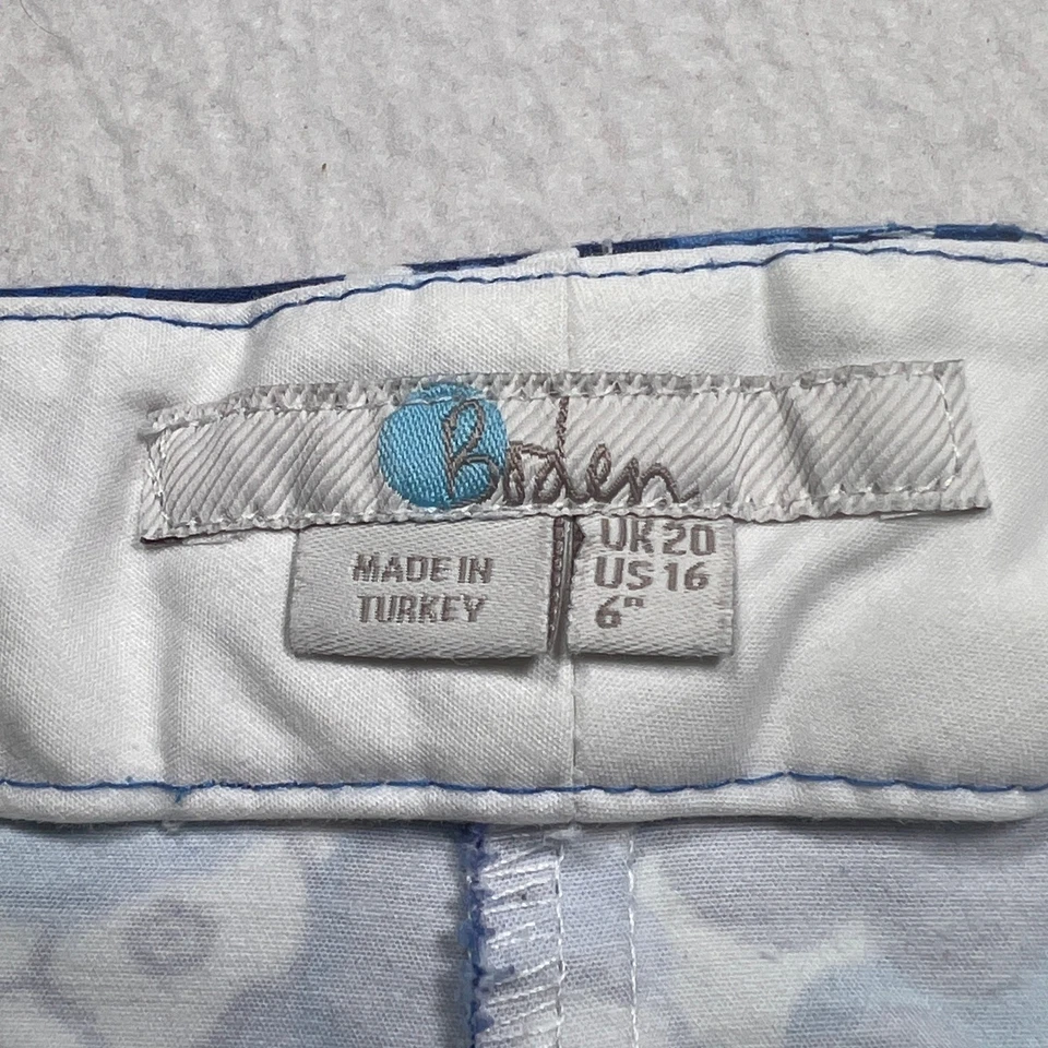 Boden Blue Floral Cotton Blend Shorts Women Size 16 Chino Casual Golf Resort - Image 3 of 4