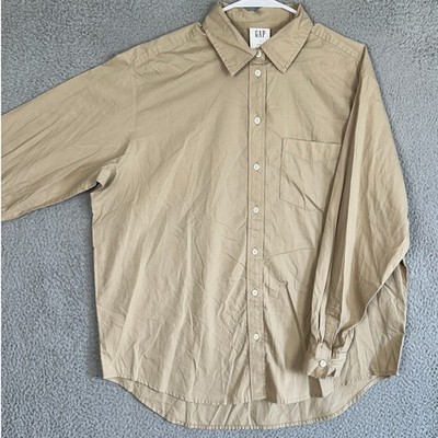 NEW GAP The Big Shirt Womens Small Tan Oversized Button Up Casual Long Sleeve