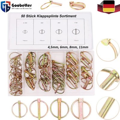 50-tlg Klappsplinte Sortiment Bolzensicherung Klappstecker Splinte 4,5-6-8-11mm