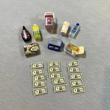 Mini Brands Lot 9pcs Food Accessories Scale Dum Dums Hershey + Bonus Money