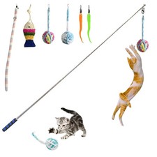 Retractable Cat Wand, 7 Pack Super Long 55.1" Wand Toy with Various Colors