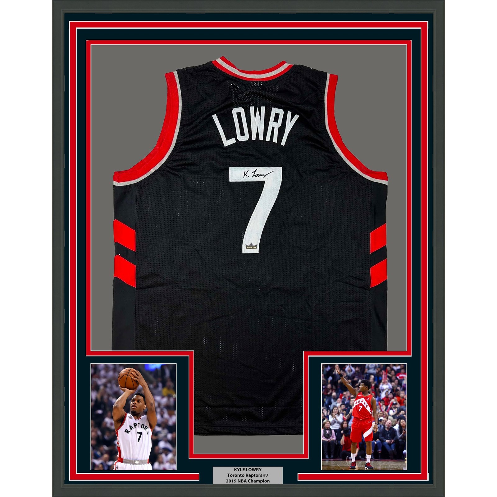 Framed Facsimile Autographed Kyle Lowry 35x39 Black Jersey