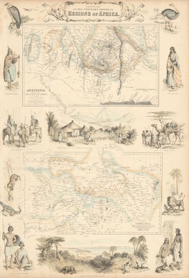 Nördliche tropische Regionen in Afrika. Abessinien. Tschadsee. Nigeria um 1863 Karte