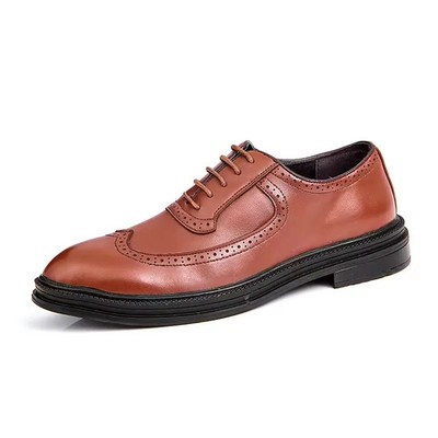 Fashionable and Comfortable Casual Men's Real Leather Shoes with Bright Finish