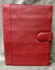 Cartera de carpetas de cuero granulado rojo Levenger