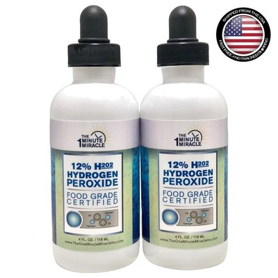 Food Grade Hydrogen Peroxide 12% - 4oz Pure Cleansing Power, 1st Aid Essential