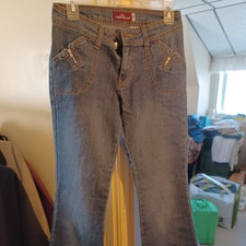 Jordache Vintage Low Rise Stretch Flared Jeans Women's Size 5/6 Blue Dark Wash